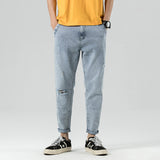 Men Distressed Jeans Man Ripped Jean Destructed Denim Pants Cropped Mens Spring Summer Ripped Denim plus Size Retro Sports Trousers Clothing