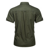 Military Pure Color Pocket Men Short Sleeve Slim Fit Shirt Pilot Cotton Shirt Air Force Shirt Summer Men's Short-Sleeved Shirt Cotton Casual plus Size Workwear Half Sleeve Shirt