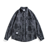 Men Shacket Long Sleeve Autumn Shirt Long Sleeve Couple Loose Shirt Men Plaid Jacket