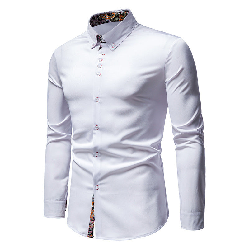 Men's Slim-Fit Assorted Colors Long-Sleeved Shirt Large Size Fashion Trend Casual Men Shirt
