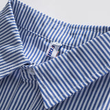 Men Shacket Long Sleeve Autumn Shirt Autumn Vintage Shirt Color Contrast Patchwork Lapel Long Sleeve Striped Shirt