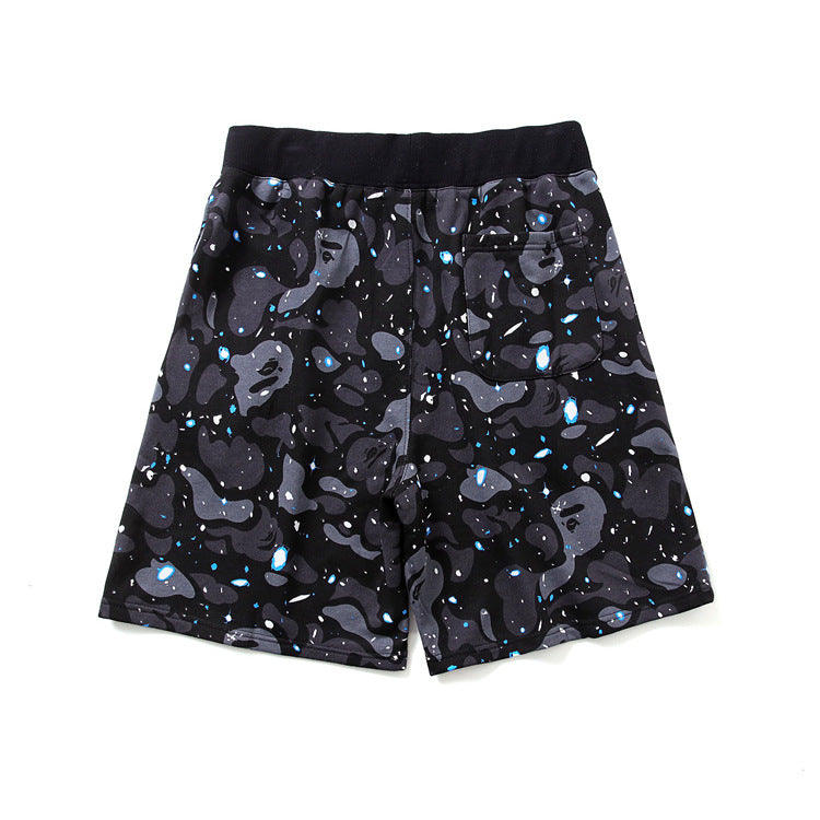 A Ape Print for Kids Shorts Casual Pants Camouflage Luminous Shark Shorts Sweatpants Medium and Small Boys Children's Clothing