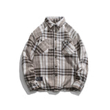 Men Shacket Long Sleeve Autumn Shirt Autumn Retro Loose Fashion Youth Plaid Shirt