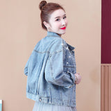 Pearl Jean Jacket Autumn Denim Long-Sleeved Jacket Women's Retro Women's Jacket