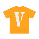 Vlone Tshirt Summer Large V Printed Loose Casual Short Sleeve