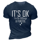Man T Shirt round Neck Heat Transfer Patch Printed Loose