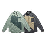 Men Shacket Long Sleeve Autumn Shirt Autumn Loose Fashion Color Contrast Stitching Shirt