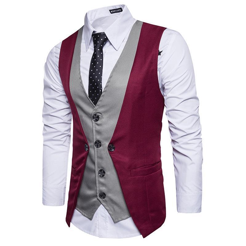 Tuxedo Vests Men Suit Vest Suit Vest Buckle Men's Stitching Gentleman Men's Clothing