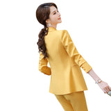 Women Pants Suit Uniform Designs Formal Style Office Lady Bussiness Attire Autumn and Winter Suit Fall Winter Fashion Yellow Business Suit