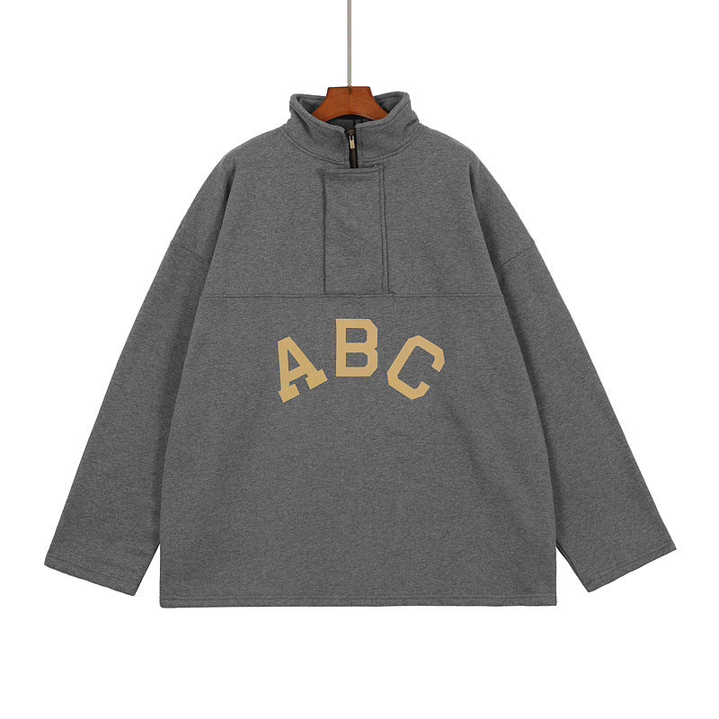 Fog Fear of God Sweatshirt Season 7 Main Line Loose ABC Flocking Half Zipper Sweater Couple Coat