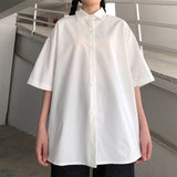 Harajuku Clothing Men's Tshirt Classic Retro Shirts Summer Lapels Loose Short Sleeve Shirt Men and Women Student Casual Top