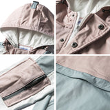Men's Spring Trendy Contrast Color Stitching Large Size Sports Retro Workwear Hooded Jacket Men's Youth Jacket Men Jacket