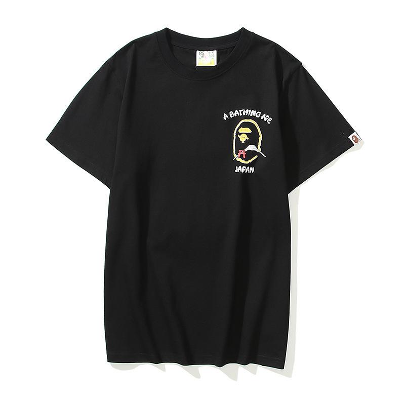 A Ape Print T Shirt Summer Golden Printing Plus Size Loose Short Sleeve T-shirt