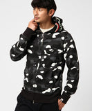 A Bath Ape Black and White Luminous Shark Coat High Quality Looped Fabric Hooded Shark Sweater
