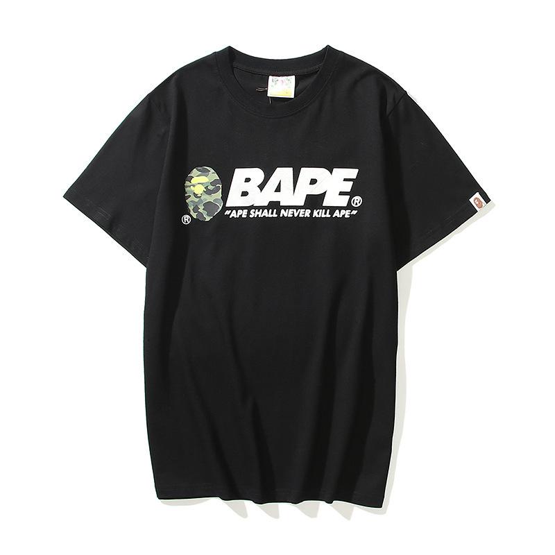 A Ape Print T Shirt Summer Letter Print Short-Sleeve T-shirt