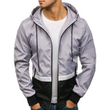 Two Tone Leather Jacket Men's Solid Color Casual Hooded Jacket Outdoor Mountaineering Clothing Coat