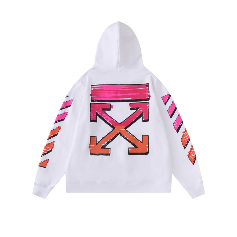 Autumn And Winter Back X Marking Pen Pink Arrow Hooded Sweater