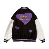 Mens Fall Outfits High Street Vintage Love Embroidered Coat Street Baseball Uniform Jacket