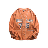 Varsity Jacket for Men Baseball Jackets Men's Spring and Autumn Sports Baseball Uniform Printed Loose V-neck Couple Coat