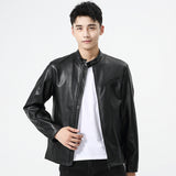 80's Leather Jacket Spring and Autumn Leather Men's Stand-up Collar All-Match Spring and Autumn PU Leather Jacket Men's Jacket