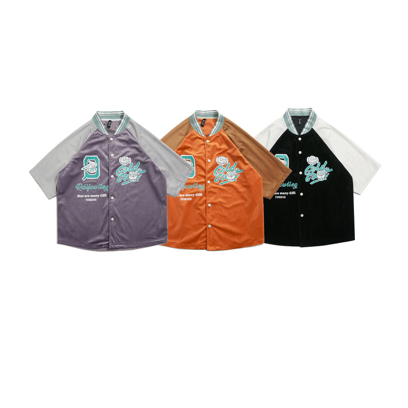 Varsity Jacket for Men Baseball Jackets Short Sleeve Shirt Men Summer Casual Street Fashion Shirt