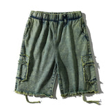Men Jean Shorts Washed Denim Shorts Men's High Street Fashion Brand Multi-Pocket Shorts Summer