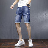 Men Jean Shorts Denim Shorts Men's Summer Straight Youth Five Points Pirate Shorts Tide