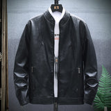 80's Leather Jacket Autumn and Winter Leather Clothing with Stand Collar Men's Coat PU Leather Jacket