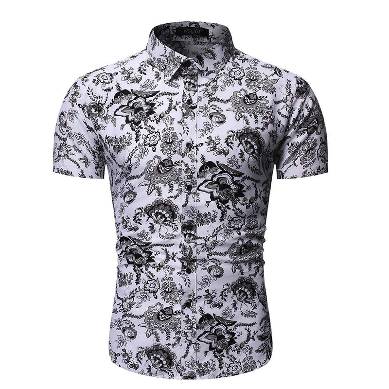 Men's Summer Men's Loose Short Sleeve Shirt Printed Shirt Casual Beach Men's Shirt
