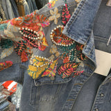 Denim Sparkle Jacket Spring Denim Coat Top Women