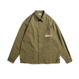 Men Shacket Long Sleeve Autumn Shirt Autumn Color Matching Pocket Couple's Tops