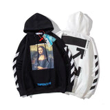 Autumn And Winter Mona Lisa Portrait Pattern Velvet Padded Hooded Sweatshirt