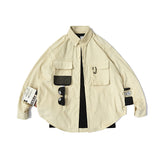 Men Shacket Long Sleeve Autumn Shirt Autumn Shirt Creative Pocket Patchwork Shirt