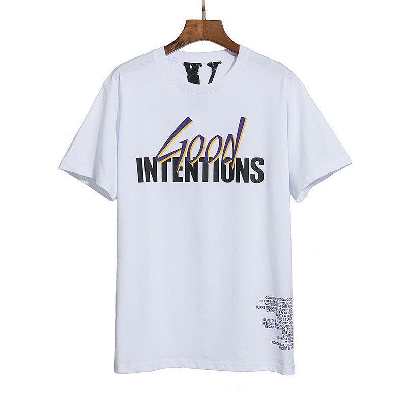 Vlone T shirt NAV Good Intentions Men's Printed Flow Casual Men's and Women's Same Style Short Sleeve T-shirt