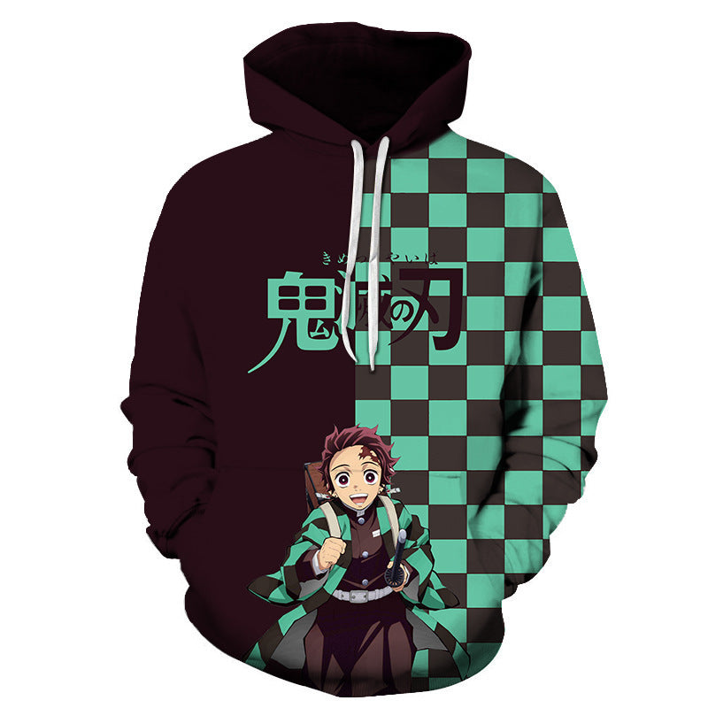 Split Hoodie Demons and Angels Kimetsu No Yaiba Tanjirou Multicolor Printing