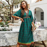 Russian Style Dress V-neck Sexy Casual Vacation Style Dress