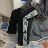 Harajuku Clothing Men Classic Retro Pants Straight Leg Pant Vintage Printed Loose Boys Pants Straight Casual Trousers