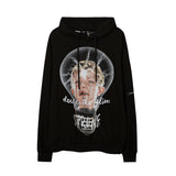 Mens Fall Outfits Portrait Printing Terry Hooded Sweater Couple Loose Top