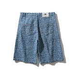 Mens Jean Shorts Animal Printed Washed Denim Shorts Men's Street Fashion Loose Straight Shorts Summer Bermuda Shorts