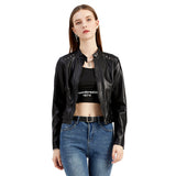 Hot Pink Motorcycle Jacket Rivet Leather Women's Short Spring and Autumn Jacket Long Sleeve Women's Coat