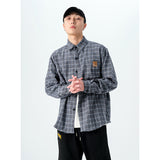 Men Shacket Long Sleeve Autumn Shirt Plaid Shirt Loose Casual Jacket