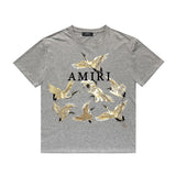 Amiri T Shirt Crane Print Casual Round Neck