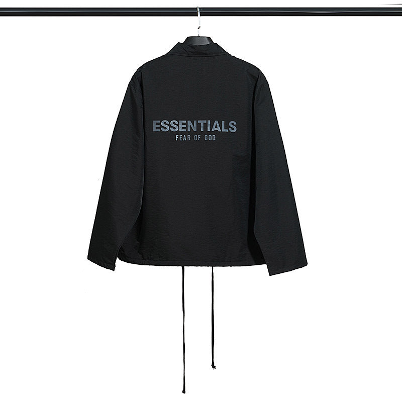 Fog Fear of God Coat Polyline Essentials Reflective Letter Coach Jacket Trench Coat Couple Coat