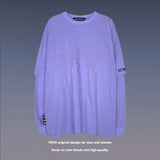 Men Fall Outfits Solid Color Loose False Two Pieces Long Sleeve T-shirt Base Simple