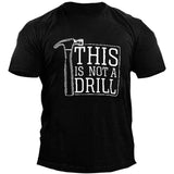 Man T Shirt Black round Neck Loose Printed Irregular Double-Sided Pullover