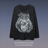 Men Fall Outfits Graffiti Printing Niche Ripped Sweater Oversize Bottoming Sweater