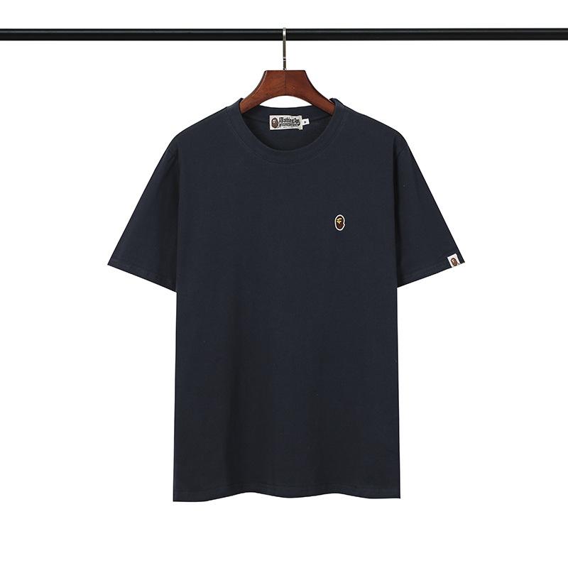 A Ape Print T Shirt Embroidered Ape Head Short Sleeve Cotton T-shirt