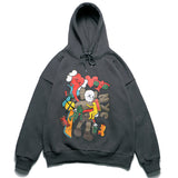 Kanye West Hoodie Hip Hop Skateboarding Sesame Street Cartoon Printed Men's and Women's Couple Hooded Sweater Hoodie Fleece-Lined Men's