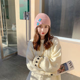 Women Beanies Autumn and Winter Personality Patch Knitted Woolen Cap