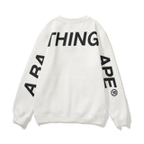 A Ape Print Sweatshirts Printed Letter Fleece-Lined Crew Neck Sweater Men's and Women's Jacket